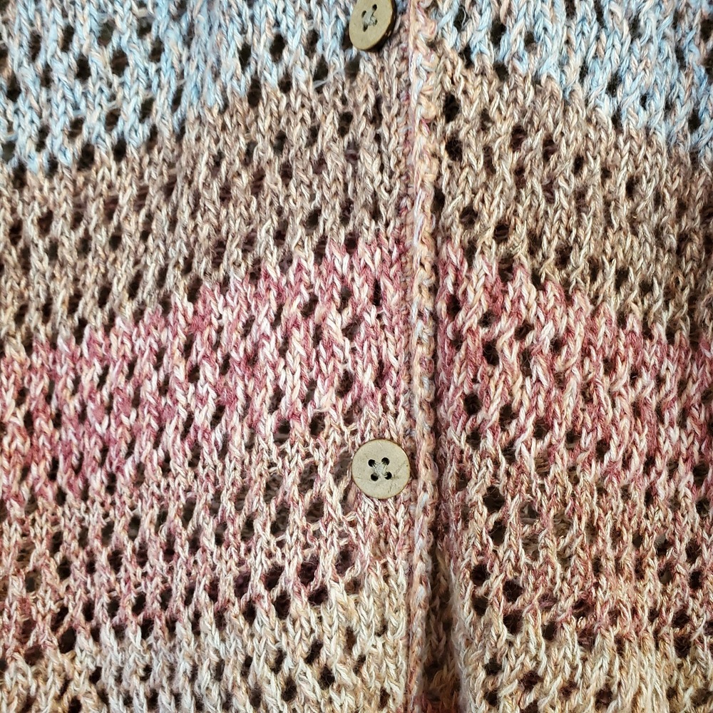J. Jill Womens Open Weave Ombre Crochet Cardigan Size XL Lightweight Cotton Knit - Picture 4 of 9